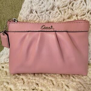 Coach Pink Ruched Leather Pouch